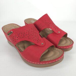 NWOT SHIBEVER Low Comfortable Wedge Platform‎ Sandal Open Toe Slip On Sz 39 US 8